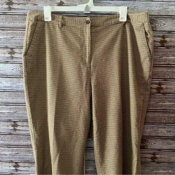 LL Bean Pants - LL Bean Women's Classic Fit Pants Size 20 Regular Tab‎ Brown Houndstooth Pockets